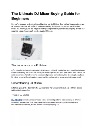 DJ Mixer Buying Guide: Expert Tips for Beginners