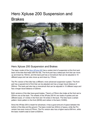 Hero Xpluse 200 Suspension and Brakes