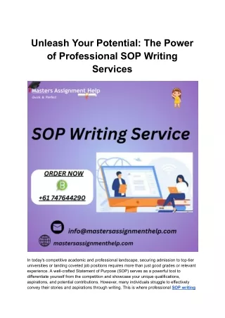 The Power of Professional SOP Writing Services