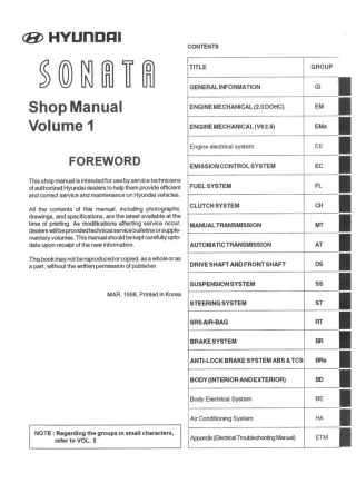 2005 Hyundai Sonata Service Repair Manual