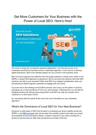 Get More Customers for Your Business with the Power of Local SEO: Here’s How!