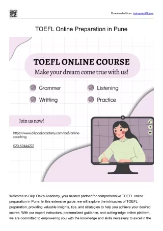 TOEFL Online Preparation in Pune