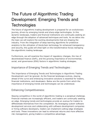 The Future of Algorithmic Trading Development_ Emerging Trends and Technologies