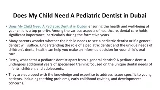 Does My Child Need A Pediatric Dentist in Dubai