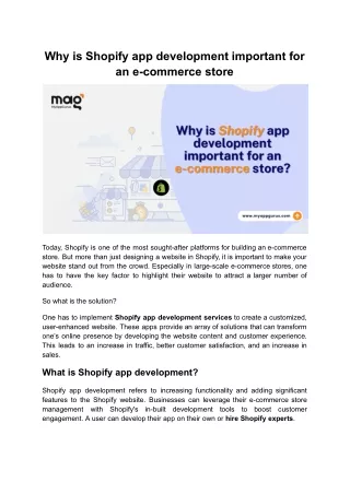 Why Your E-commerce Store Needs Shopify App Development?