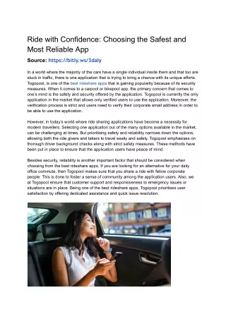 Ride with Confidence_ Choosing the Safest and Most Reliable App
