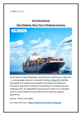 Efficiency in Cargo Handling with Aliya Shipping