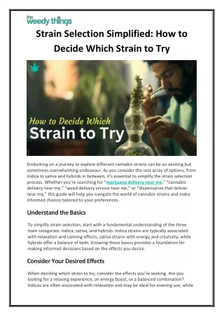 Strain Selection Simplified: How to Decide Which Strain to Try