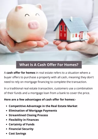 What Is A Cash Offer For Homes?