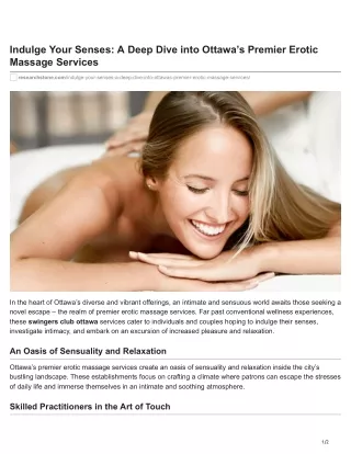 Sensual Awakening: Ottawa's Premier Massage Experience