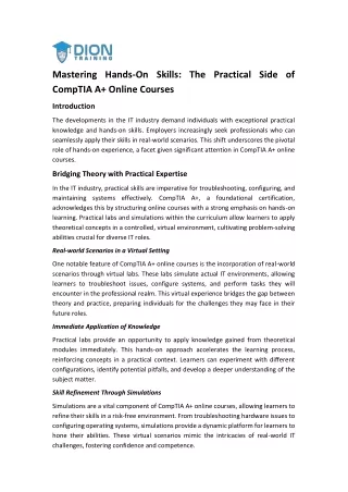 Mastering Hands-On Skills The Practical Side of CompTIA A  Online Courses