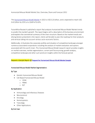 Humanized Mouse Model Market