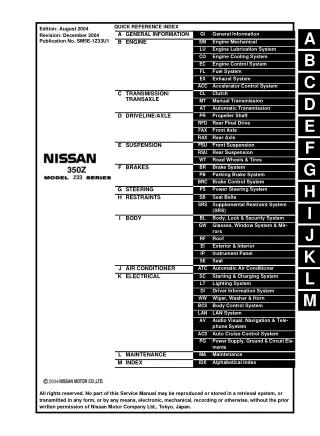 2005 Nissan 350Z Service Repair Manual