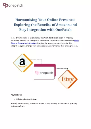 Exploring the Benefits of Amazon and Etsy Integration with OnePatch