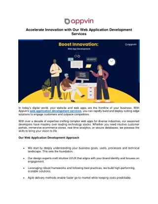 Accelerate Innovation with Our Web Application Development Services