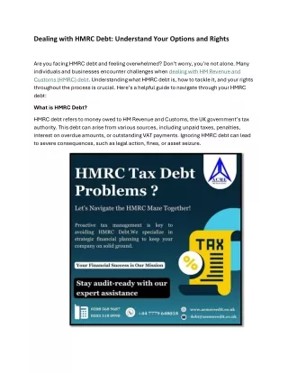 Dealing with HMRC Debt: Understand Your Options and Rights