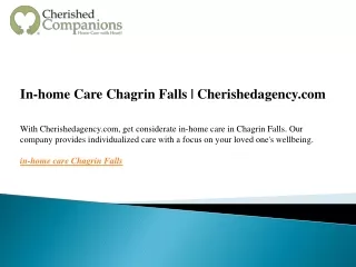 In-home Care Chagrin Falls  Cherishedagency.com