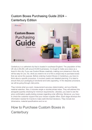 Custom Boxes Purchasing Guide 2024 – Canterbury Edition