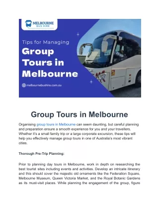 10 Expert Tips for Group Tour Management with MelbourneBushire