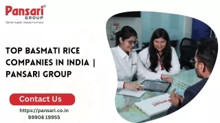 Top Basmati Rice Companies In India | Pansari Group