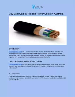 Buy Best Quality Flexible Power Cable in Australia