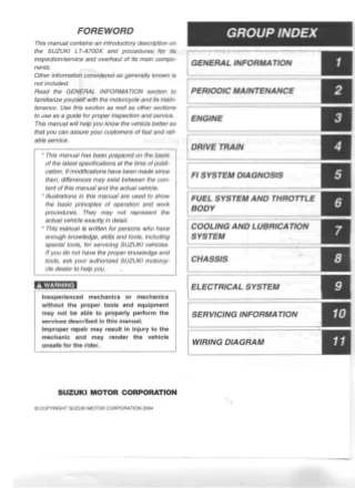 2005 Suzuki LT-A700K5 King Quad 4x4 Service Repair Manual