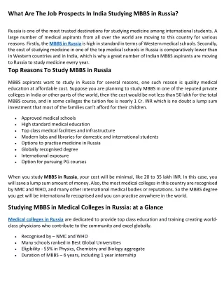 Prospects In India Studying MBBS in Russia