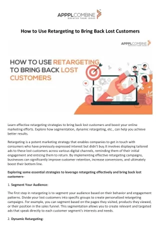 How to Use Retargeting to Bring Back Lost Customers