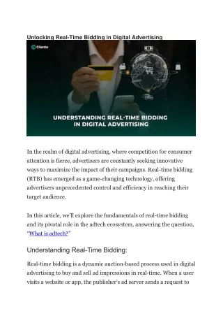 Unlocking Real-Time Bidding in Digital Advertising