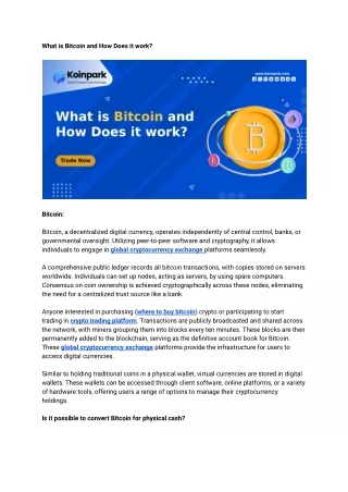 What is Bitcoin and How Does it work_