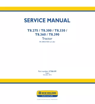 New Holland T8.390 Tractor Service Repair Manual