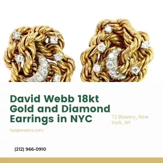 David Webb 18kt Gold and Diamond Earrings in NYC