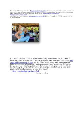 Best yoga teacher training in Bali