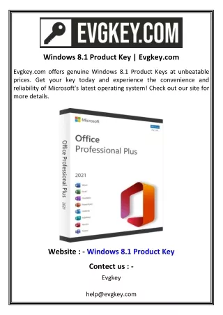 Windows 8.1 Product Key  Evgkey.com