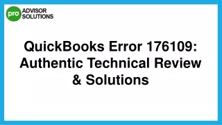 Best Way To Fix QuickBooks Error 176109