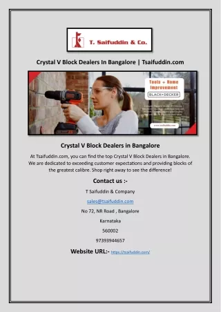 Crystal V Block Dealers In Bangalore | Tsaifuddin.com