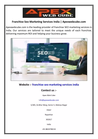 Franchise Seo Marketing Services India  Apexwebcube.com