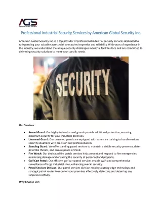 Professional Industrial Security Services by American Global Security Inc.