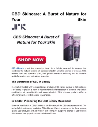 CBD Skincare_ A Burst of Nature for Your Skin