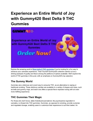 Experience an Entire World of Joy with Gummy420 Best Delta 9 THC Gummies