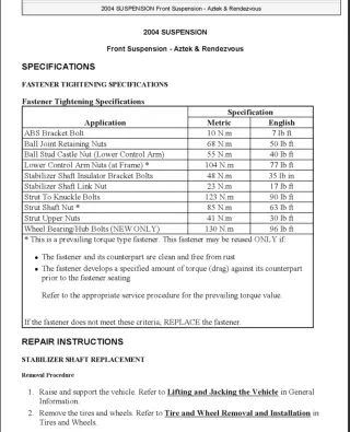 2007 Buick Rendezvous Service Repair Manual