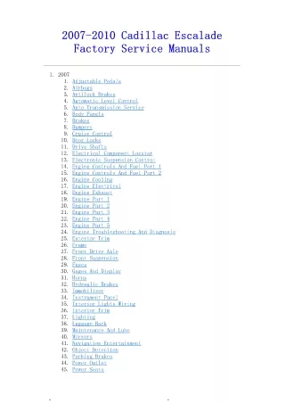2007 Cadillac Escalade Service Repair Manual