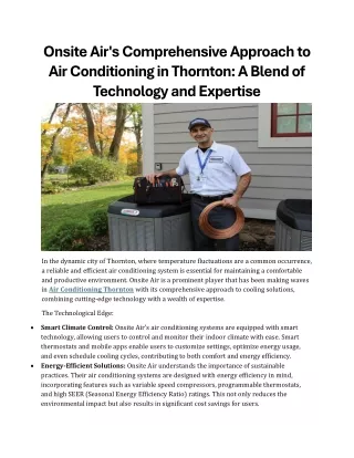 Comprehensive Approach to Air Conditioning in Thornton