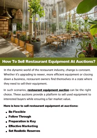 How To Sell Restaurant Equipment At Auctions?