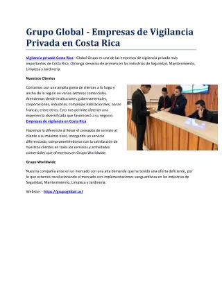 Grupo Global - Empresas de Vigilancia Privada en Costa Rica