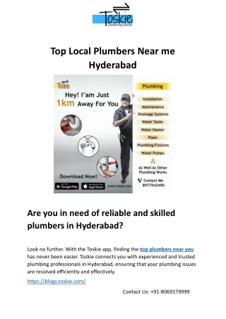 Top Local Plumbers Near me Hyderabad