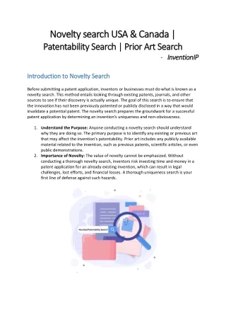 Novelty search USA & Canada | Patentability Search | InventionIP