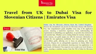 Dubai visa for Slovenia citizens from the United Kingdom