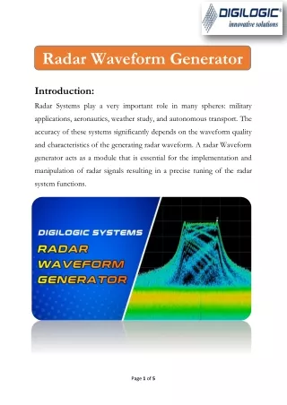 Radar Waveform Generator - Digilogic Systems