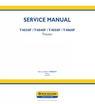 New Holland T4050F Tractor Service Repair Manual